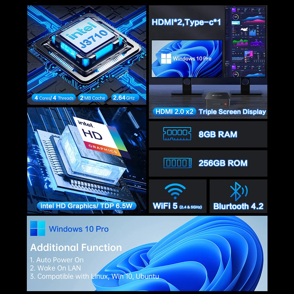 MLLSE M2 Pro Budget Mini PC - Intel J3710 Processor | 8GB RAM, 256GB SSD | Perfect Starter Desktop Computer