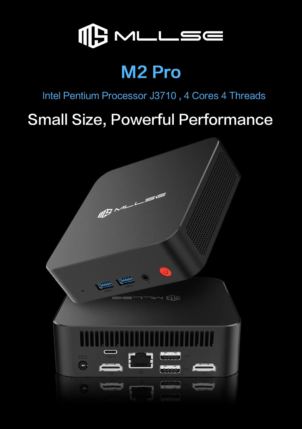 MLLSE M2 Pro Budget Mini PC - Intel J3710 Processor | 8GB RAM, 256GB SSD | Perfect Starter Desktop Computer