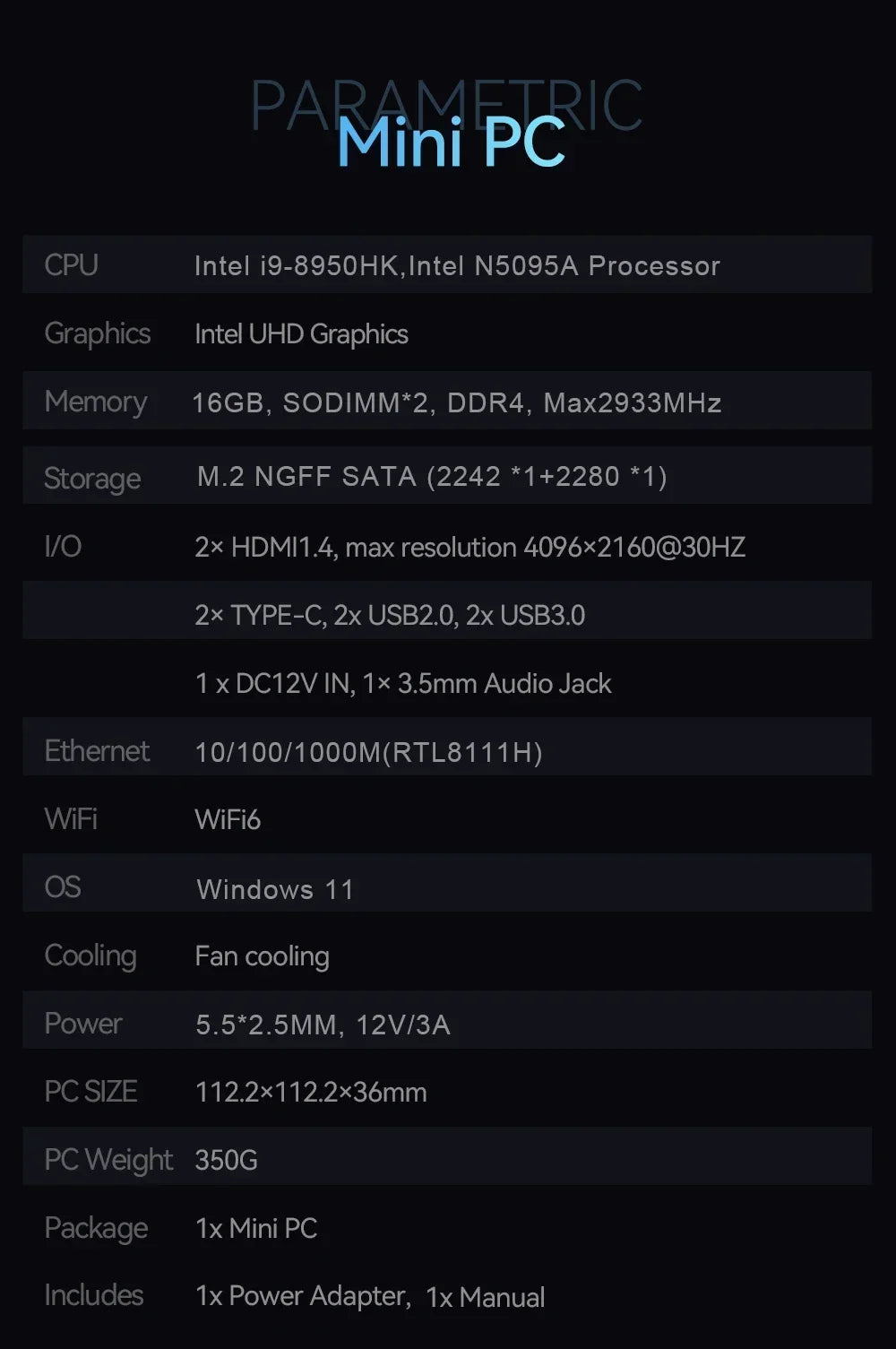 Gaming Mini PC - Intel N5095A Processor | Windows 11 | 16GB RAM, Up to 2TB SSD | WiFi 6 Desktop Computer