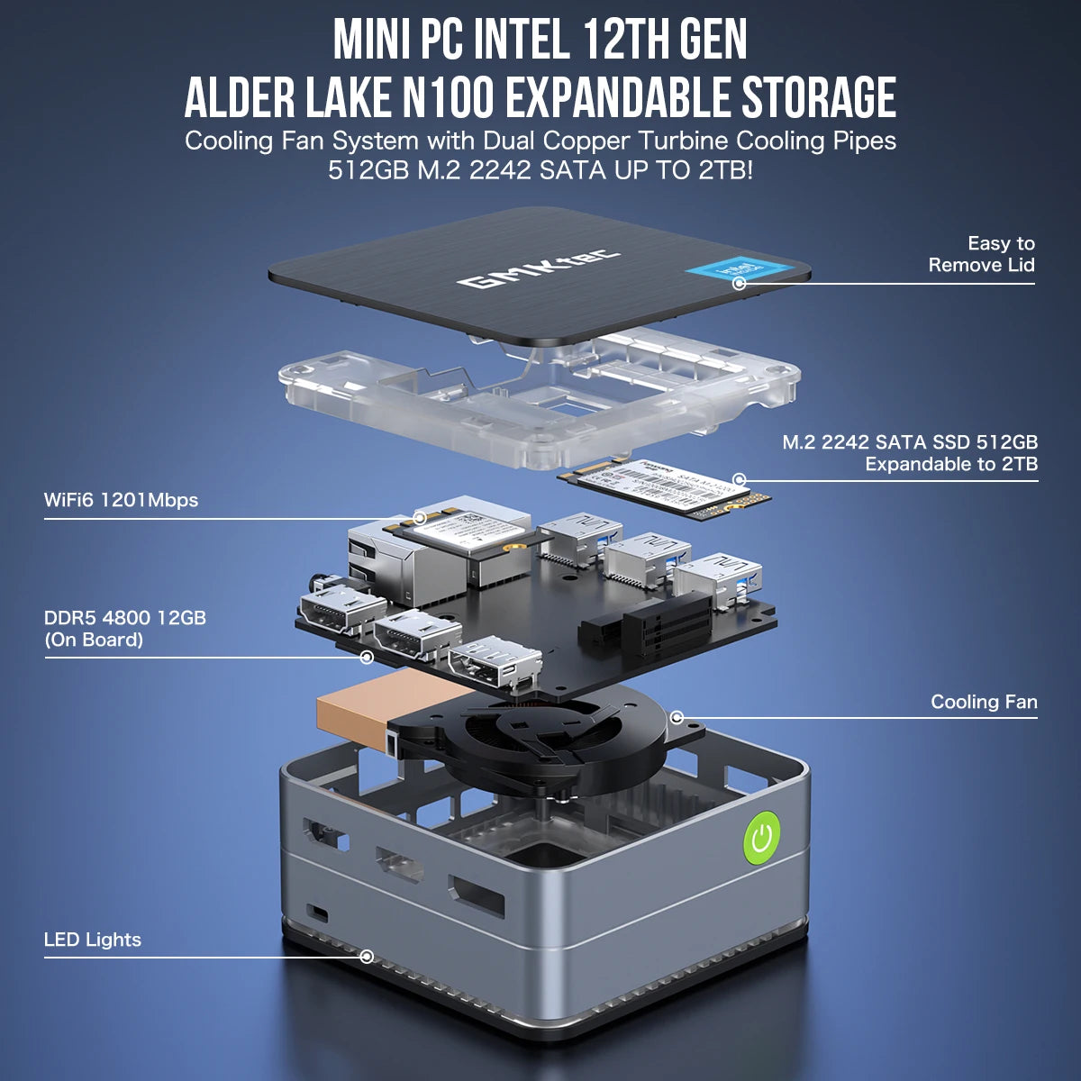 GMKtec G2 Gaming Mini PC - Intel N100 12th Gen | Windows 11 Pro | 12GB DDR5 RAM, 512GB SSD | WiFi 6 Desktop Computer