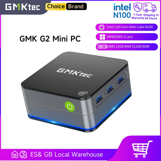 GMKtec G2 Gaming Mini PC - Intel N100 12th Gen | Windows 11 Pro | 12GB DDR5 RAM, 512GB SSD | WiFi 6 Desktop Computer