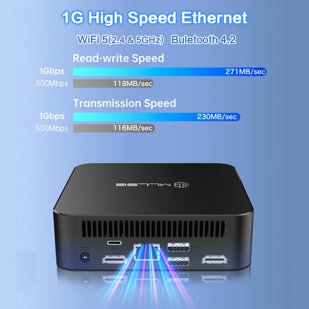 MLLSE M2 Pro Budget Mini PC - Intel J3710 Processor | 8GB RAM, 256GB SSD | Perfect Starter Desktop Computer